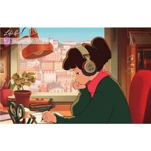 Trends New Sealed Poster 22.375 x 24 Lofi Girl - Relax and Study RP 24593